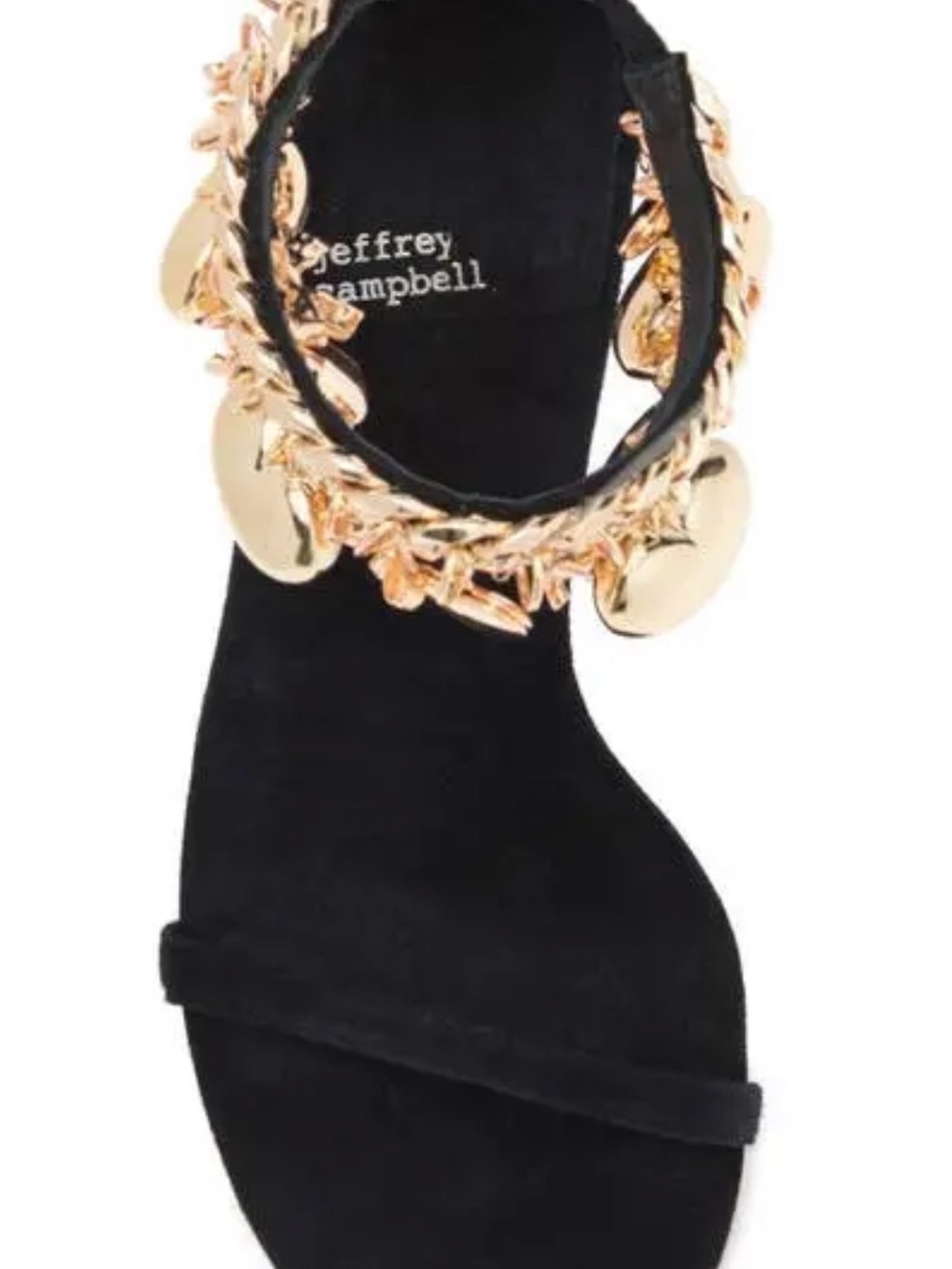 Jeffrey Campbell Black Suede Sandals with Gold Heart Charms - Picture 7 of 12